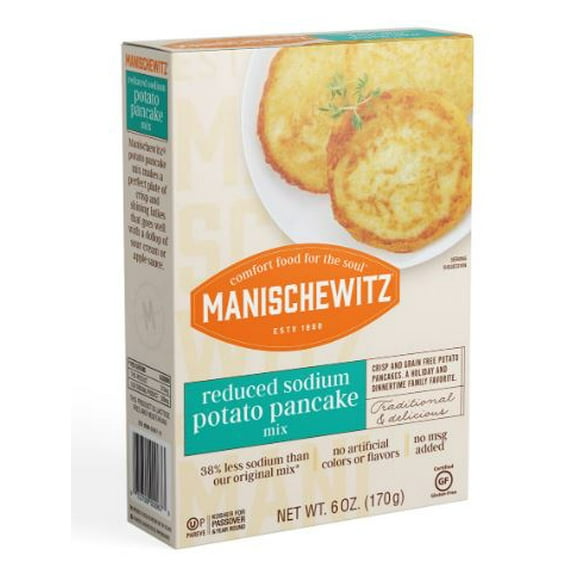 Mélange de pommes de terre pour crêpes à faible teneur en sodium KPY 170 g, paquet de 12 Manischewitz Mélange de pommes de terre pour crêpes à faible teneur en sodium KPY 170 g, paquet de 12