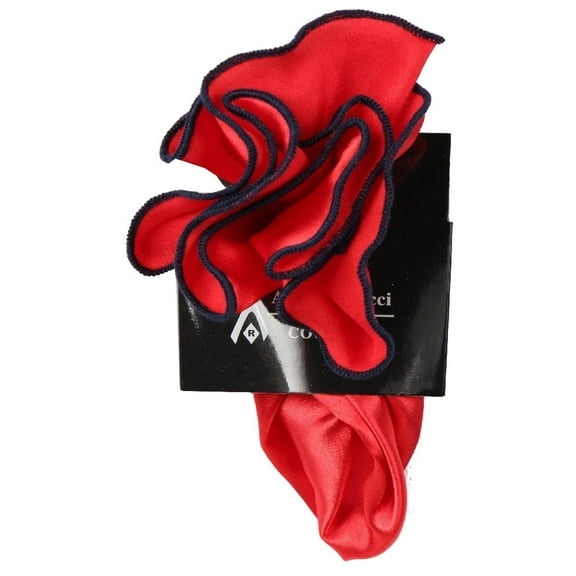PS-Z-RD-34 - Round Pocket Square Accessory - Red Midnight Navy