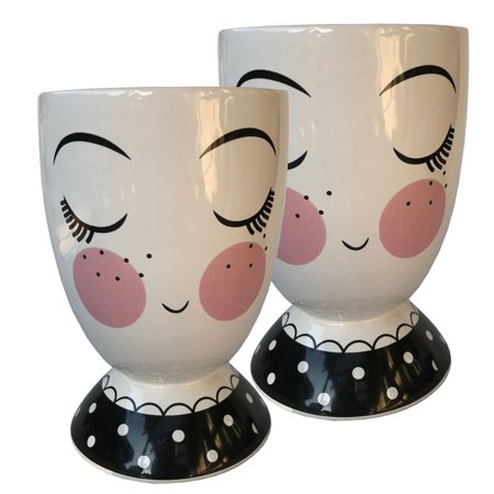 Planter for Succulent Plant Ceramic Plant Pots Indoor, Novelty Planters for Home Office Garden Lady Face, 2