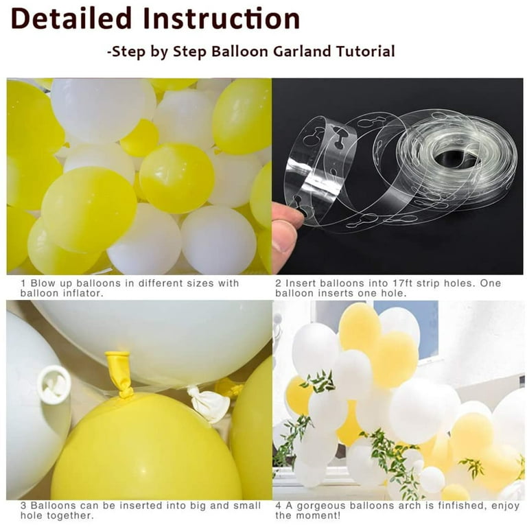Beaumode DIY Yellow And White Balloon Garland Arch kit for 1st