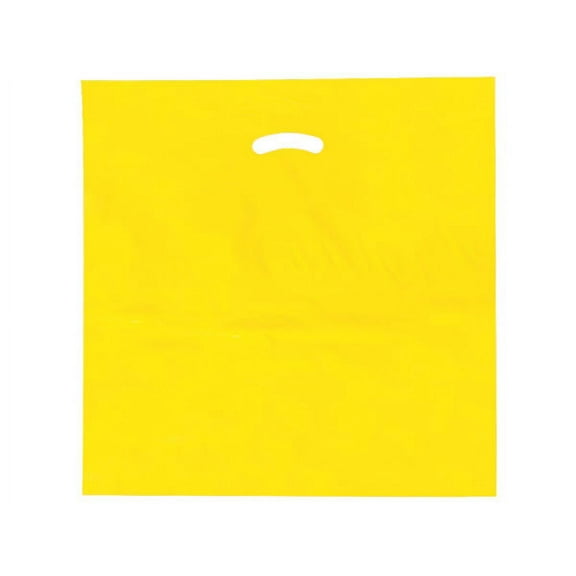 Pack Of 500, 20 x 20" x (With 5" Bottom Gusset) Solid Yellow Super Gloss Recycled Plastic Bags 1.50 Mil Made in USA