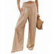 thumbnail image 5 of Pantalones anchos de mujer de talla grande de algodón y lino para primavera y verano, pantalones largos casuales con cintura elástica, versátiles, 5 of 6