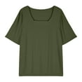 thumbnail image 5 of AherBiu Plus Size Tops for Women Square Neck Short Sleeve Comfy Basic Top Tees Summer Casual Loose Blouse, 5 of 7