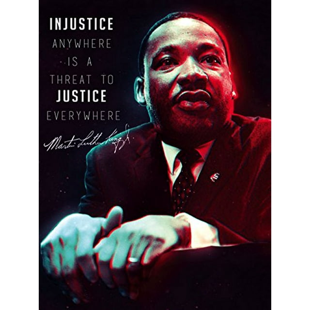 Martin Rother King Jr Affiche Citation l'Injustice Partout Est une Menace pour la Justice Partout Impression Artistique (18x24) (Rouge)