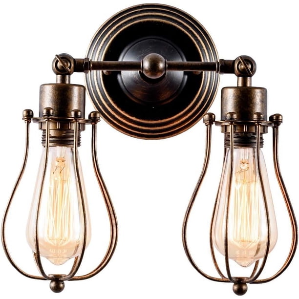Lámpara de pared industrial de tubo de metal, lámpara de vapor estilo punk rústico retro con instalación rápida y sencilla para puertas, cocinas y casas de campo, casquillo de baquelita y hierro