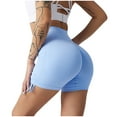 thumbnail image 2 of Feancey Athletic Shorts for Women High Waisted Tummy Control Yoga Shorts Butt Lifting Seamless Shorts Solid Color Casual Sports Biker Shorts Sky Blue M, 2 of 3
