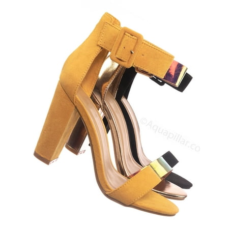 Classic High Heel Sandals - Mania16 by Bamboo, Classic Chunky Block High Heel Sandal - Women Ankle Strap Open Toe Shoe