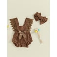 thumbnail image 3 of Hirigin Newborn Baby Girl Lace Romper 3 6 12 18 Months Sleeveless Ruffle Bow Decorated Romper Jumpsuit Bodysuit with Headband, 3 of 8