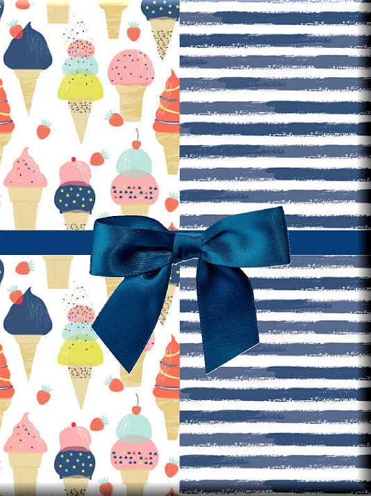Icecream Celebration Cones Gift Wrap Wrapping Paper15ft Roll w. Gift