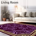 thumbnail image 2 of ODIKA 5'x7' Machine Washable Non-Slip Area Rug, Magnificent Bone Treat Swirl Luxury High Traffic Rug, Purple, 579607, 2 of 7