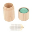 thumbnail image 2 of Pin Cushion Wooden Sewing Needle Holder Pincushion Portable Pin Holder Circular Wooden Needle Storage Box, Multifunction Portable Pin Cushion with Embroidery Needles, 2 of 7