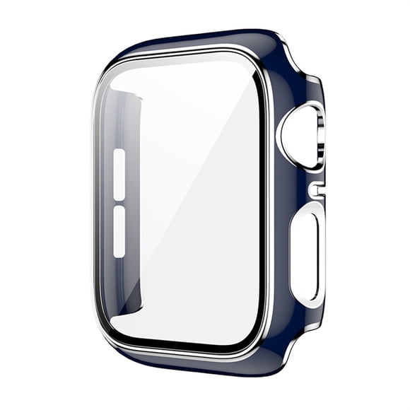Glass+Cover for Apple Watch Case 44mm 40mm 42mm 38mm iWatch Case Bumper+Screen Protector Apple Watch Series 3 5 6 SE 4 -blue silver