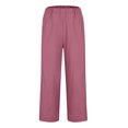 thumbnail image 4 of QATAINLAV Linen Capris for Men Big and Tall Casual Cotton Pants Summer Lightweight Elastic Waist Beach Pants Solid Color Cropped Trousers with Pockets Pink XXXXXL, 4 of 7
