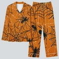 thumbnail image 2 of Enjoytime Halloween Womens Pajamas Vintage Printed Long Sleeve Button Down Shirts Loose Pants Loungewear Trendy Cozy Comfy 2 Piece Set Sleepwear, 2 of 5