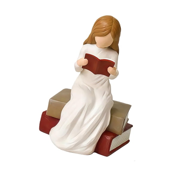 Resin Girl Statue Reading Girl Sculpture Ornament Collectible Figurines for Home Offices Desktop Decors Housewarming