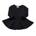 thumbnail image 5 of JUMEYU Baby Girls Ruffled Flannel Long Sleeve Medium Length Solid Color Casual Dress 9 12 Months (Black,9-12 Months), 5 of 7