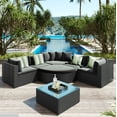 thumbnail image 2 of Euroco 7 Pieces Patio Conversation Set, Outdoor Sectional Wicker Sofa Set with Pillows,Outdoor  Patio Set for Garden, Deck, Gray, 2 of 10