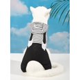 thumbnail image 1 of 1pc Black And White Striped Pet Overalls Jumpsuit With Cap, Suitable For Small Dog And Cat, 1 of 5