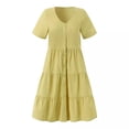 thumbnail image 4 of Kmdttou Dresses for Women Plus Size Plain Short Sleeved Button Up T-shirt Casual Loose Solid Color Dress, 4 of 8