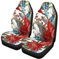 thumbnail image 2 of KXMDXA Set of 2 Car Seat Covers Green Watercolor Christmas Vintage Floral Blue Berries Poinsettia Botanical Universal Auto Front Seats Protector Fits for Car,SUV Sedan,Truck, 2 of 5
