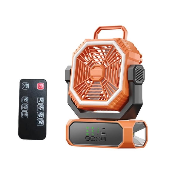 Rechargeable Camping Fan with LED Lighting and Remote for Outdoor Activity
