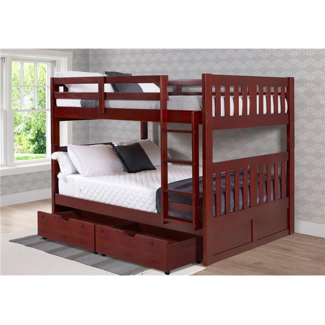 Donco Kids Pd 1215ffm Full Over, Merlot Twin Over Full Mission Staircase Bunk Bed With 3 Drawers