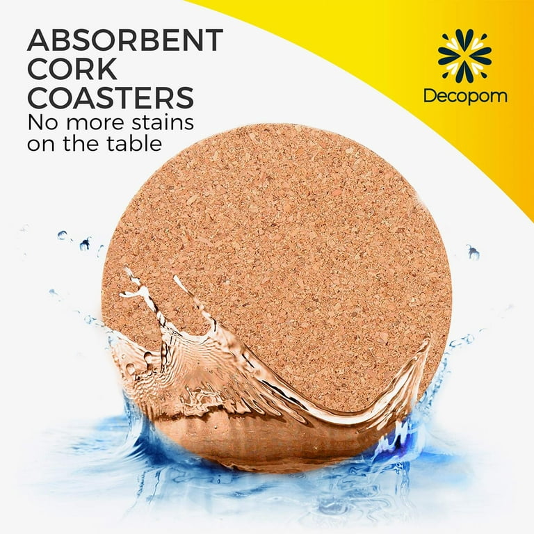 Betus Round Cork Coasters 4 in. Diameter and 1/5 in. Thick Brown with Metal  Holder Bulk Set (16-Piece) B.Coaster.Cork.16Pc - The Home Depot
