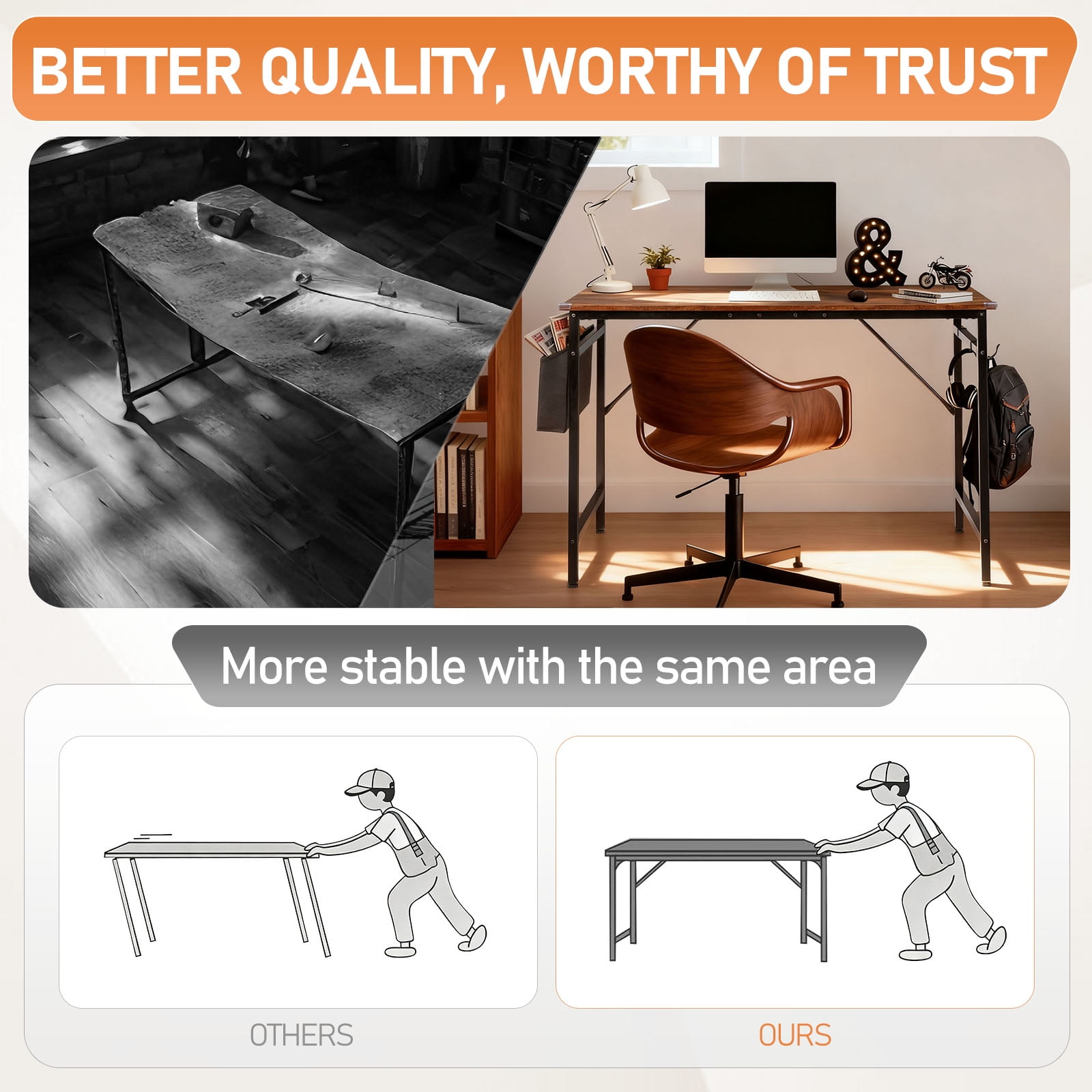 Ktaxon 47" Wood Computer Gaming Desk PC Laptop Study Table Workstation Home Office Furniture, Retro