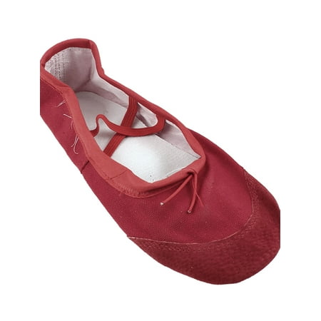 Unique Bargains Women Red Soft Canvas Stretchy Bands Flat Ballet Dancing Shoes UK (Best Shoes For Metatarsalgia Uk)