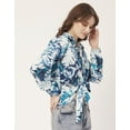 thumbnail image 4 of Moomaya Printed Full Sleeve Knot Cropped Shirt, Cotton Summer Top For Women, 4 of 8
