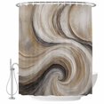 thumbnail image 2 of Brown Grey Abstract Shower Curtains for Bathroom, Vintage Swirl Ombre Fluid Art Modern Waterproof Fabric Shower Curtain, Decorative Bathroom Curtain for Bathtub, 36"x72", No Hooks Included, 2 of 9