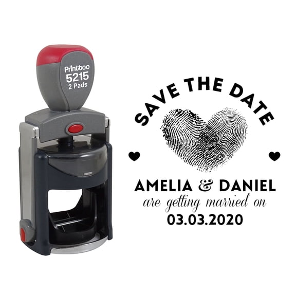 Printtoo Personalized Round Black Self Inking Save The Date Stamp Custom Getting Married Heavy Duty Rubber Stamper-45 mm