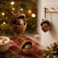 thumbnail image 4 of Christmas Acorn Shaped Animal Ornament 2D Hanging Pendant Woodland Tree Decor Random Cord Design E, 4 of 5