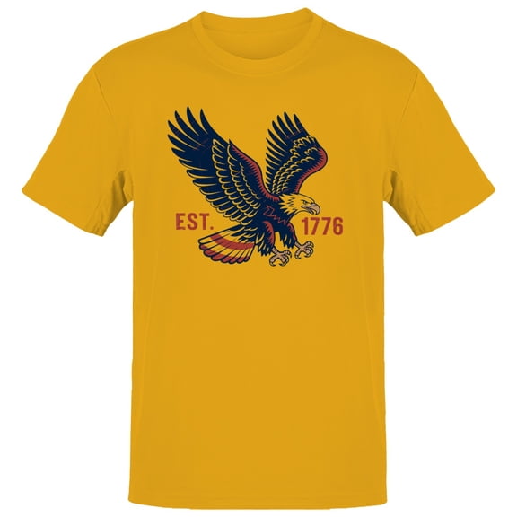 Smartprints American Eagle EST. 1776 Patriotic Men's T-shirt, Gold, S