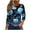 17-Blue, variant on Ounisa Womens 3/4 Sleeve Tops 2025 Summer Floral Print Round Neck Shirts Loose Fit Three Quarter Sleeve Tshirts
