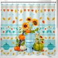 thumbnail image 1 of Charming Autumn Shower Curtain with Whimsical Light Blue Sunflowers & Pumpkins - Rustic Home Décor, 1 of 4