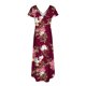 thumbnail image 5 of Puntoco Vestido De Manga Corta Con Cuello En V, Vestido Largo Hasta El Suelo De Verano Para Mujer, Vestido Largo Informal Suelto Con Bolsillos, Abertura De Manga Corta, Burdeos Xl, 5 of 5