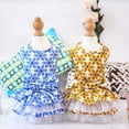 thumbnail image 1 of Flmtop Chien Robe Impression Bi-Jambes Tricot Jupe pour Animaux de Compagnie pour la Vie Quotidienne Bleu, 1 of 9