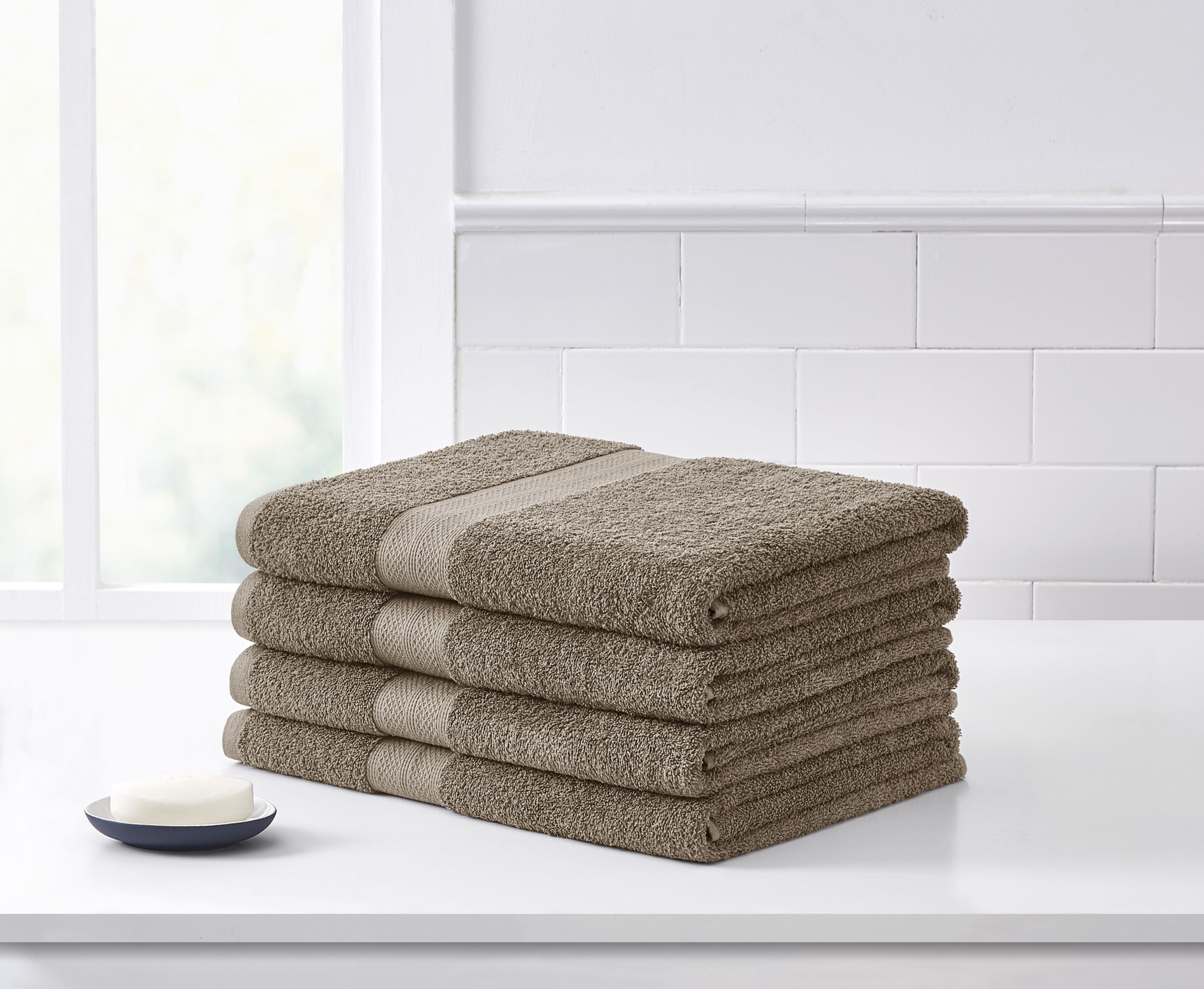 VCNY Home Essex 4Piece Cotton Bath Sheet Towel Set, 35 x 66, Taupe