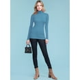 thumbnail image 5 of Made by Johnny Women's Long Sleeve Rib Turtleneck Top Pullover Sweater XS DENIM, 5 of 6