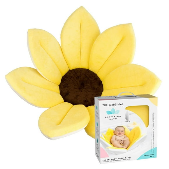 Blooming Bath The Original Baby Bath Seat - Premium Baby Bathtub, Fits Most Sinks - Luxuriously Soft - Newborn to 6 months - Baby Essentials - Baby Gifts - 32" - Yellow Canary