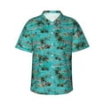 thumbnail image 2 of Goofa Hawaii Palms Hawaiian Shirt for Men, Unisex Summer Beach Casual Short Sleeve Button Down Shirts,Aloha Tropical Floral print shirt-3X-Large, 2 of 9
