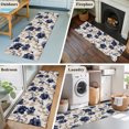 thumbnail image 6 of Navy Blue Floral Washable Runner Rugs 2'x6', Vintage Flower Botanical Brown Leaves Classic Low Pile Throw Entryway Rug Non-Slip Sturdy Edge Binding Carpet for Indoor Bedside Entrance Bedside, 6 of 9