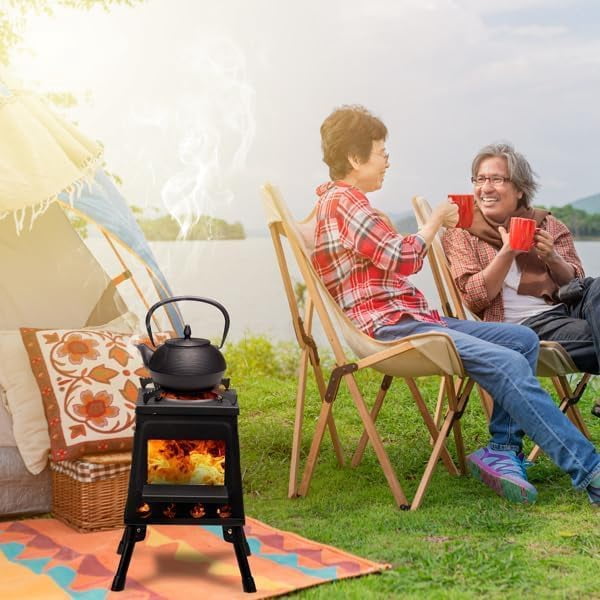 Outdoor Portable Wood Burning Stove, Heating Burner Wood Stove,Camping Stove For Tent,Camping, Ice-fishing, Cookout, Hiking, Travel,Tent Stove With Storage Bag,firewood hook,1 pair of gloves
