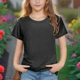 thumbnail image 2 of Taqqpue Girls Short Sleeve T Shirts Kids Casual Crewneck Summer Tops Loose Solid Cute Comfy Basic Shirts 3-14 Years, 2 of 9