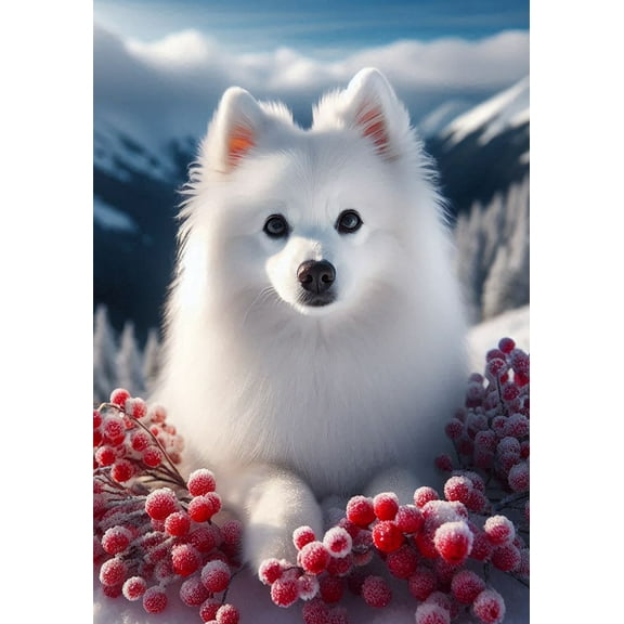 American Eskimo -  Best of Breed DCR Winter Berries House Flag