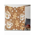 thumbnail image 2 of Cozy Flannel Christmas Blanket with Gingerbread & Hot Cocoa Print, Soft Warm All-Season Throw for Sofa Bed Car Camping, Holiday Gift with Retro Plush Fabric, 2 of 10