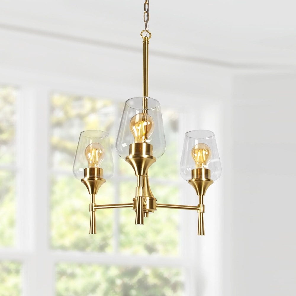 Sunset Lighting F27033-18 Stella Chandelier, Clear Glass Steel with Champagne Gold Finish