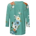 thumbnail image 5 of VBTAPA 3/4 Length Sleeve Shirts for Women Fashion 2025 Boho Summer Blouses Casual Loose Crewneck Tee Tops Sales of Today Multicolor XXXL, 5 of 6