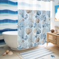 thumbnail image 5 of No Hook Shower Curtain, Blue Coastal Shower Curtains for Bathroom with See Through Top Window, Country Nautical Starfish Coral Seashells Waterproof & Washable Bath Curtain Extra Long 72"x96", 5 of 9